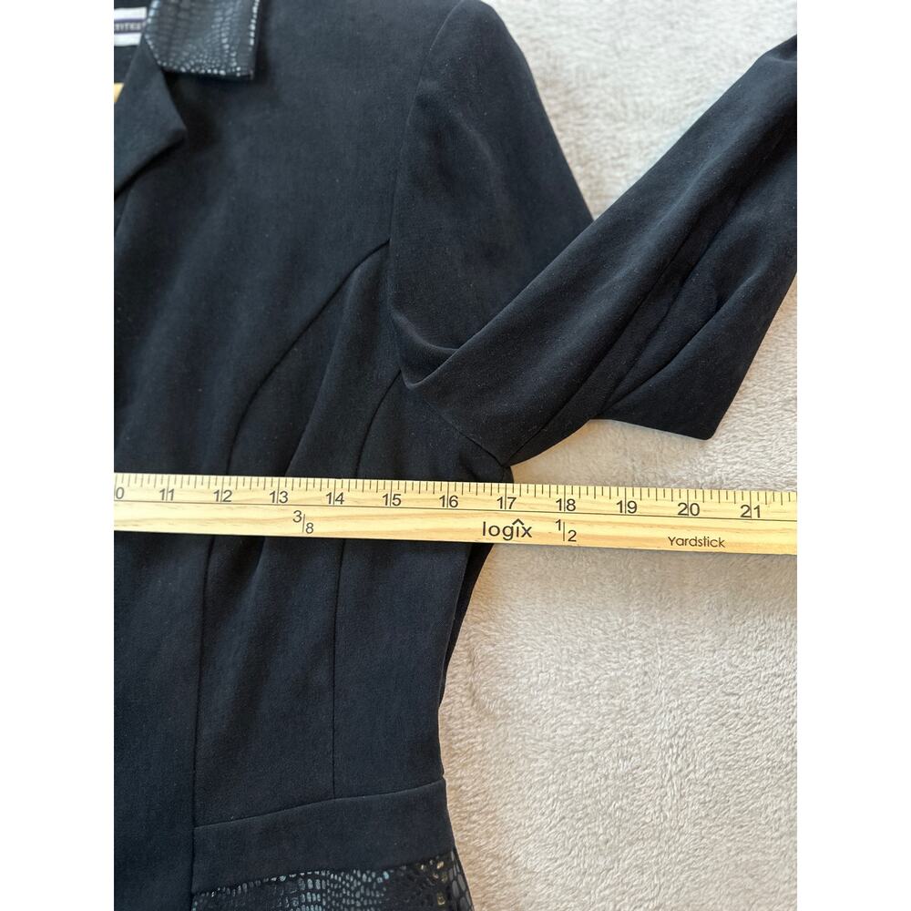 Vintage Amanda Smith Petites Women’s 8P Black Blazer Jacket Snake Skin Trim - Picture 3 of 8